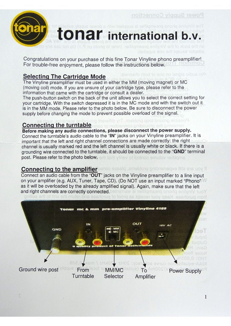 Tonar Vinyline Hifi MC/MM Phonostage/Riaa