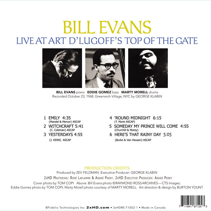 BILL EVANS " TOP OF THE GATE " VOL. 1