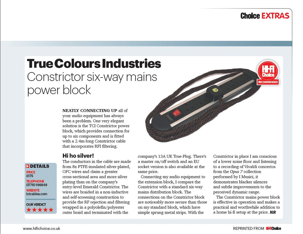 TCI Constrictor Strømskinne m/kabel