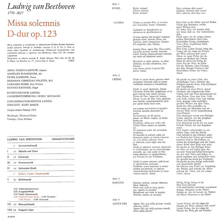 MISSA SOLEMNIS IN D MAJOR, OP.123 – LUDWIG VAN BEETHOVEN by Gewandhausorchester Leipzig - Conductor: