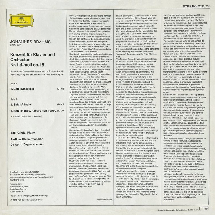 Johannes Brahms -  Concerto for Piano and Orchestra No.1 in D minor, Op. 15