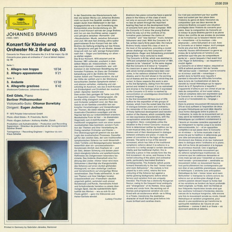 Johannes Brahms -  Concerto for Piano and Orchestra No.2 in B flat major, Op.83