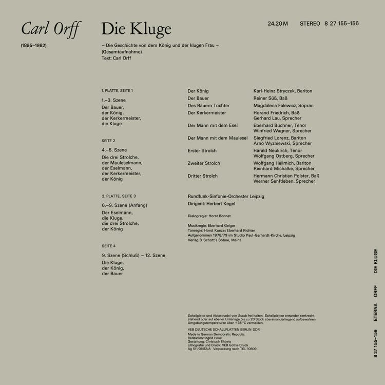 DIE KLUGE (THE WISE GIRL) by Carl Orff