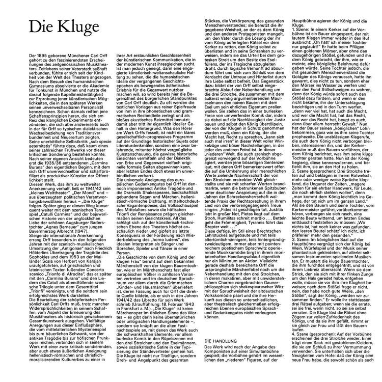 DIE KLUGE (THE WISE GIRL) by Carl Orff