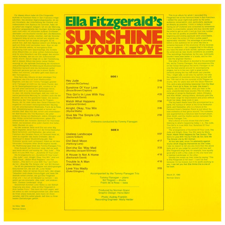 SUNSHINE OF YOUR LOVE by Ella Fitzgerald