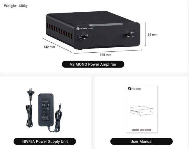 Fosi Audio V3 Mono 48V Effektforstærker
