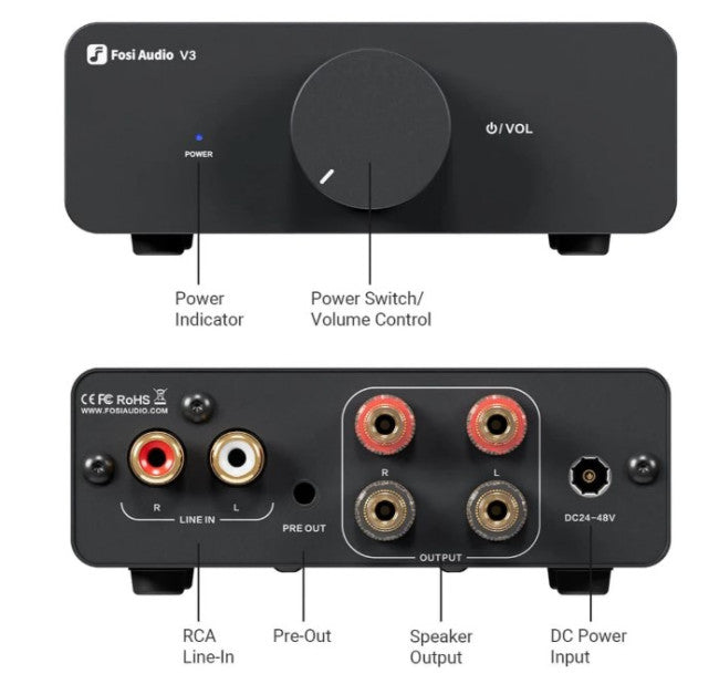 Fosi Audio V3 Stereo Integreret Forstærker