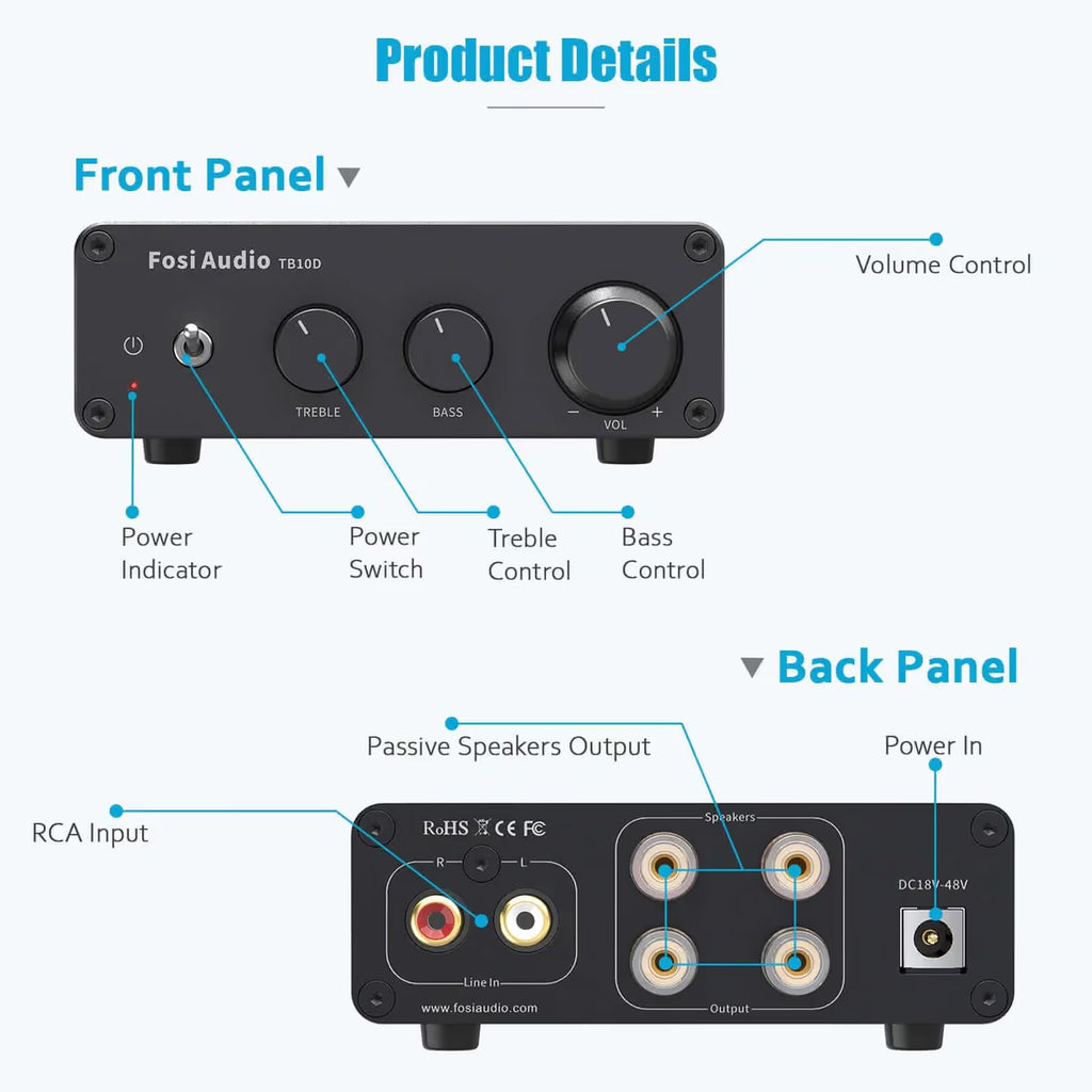 Fosi Audio TB10D Stereo Integreret forstærker
