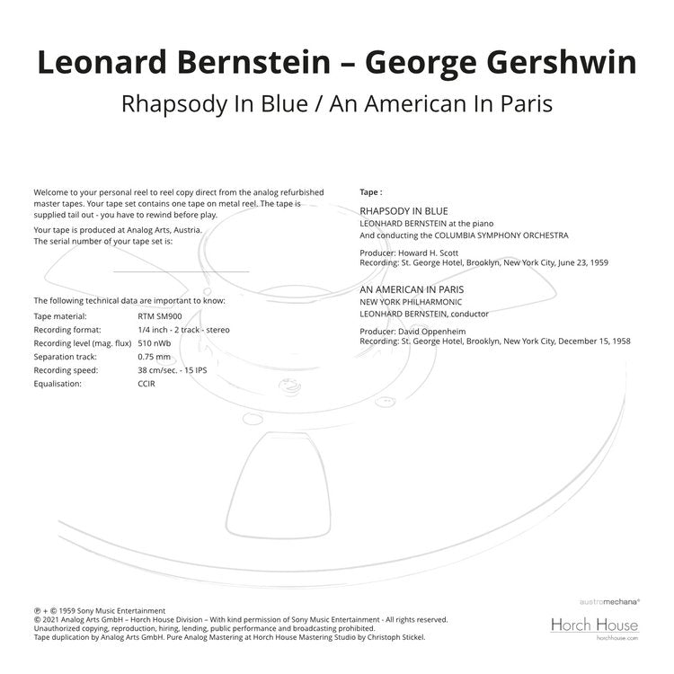 RHAPSODY IN BLUE / AN AMERICAN IN PARIS by Gershwin/Leonhard Bernstein