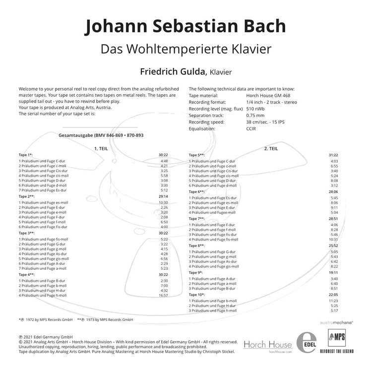 Johann Sebastian Bach -   The Well-Tempered Clavier / PART 2/1 - Tape 5+6