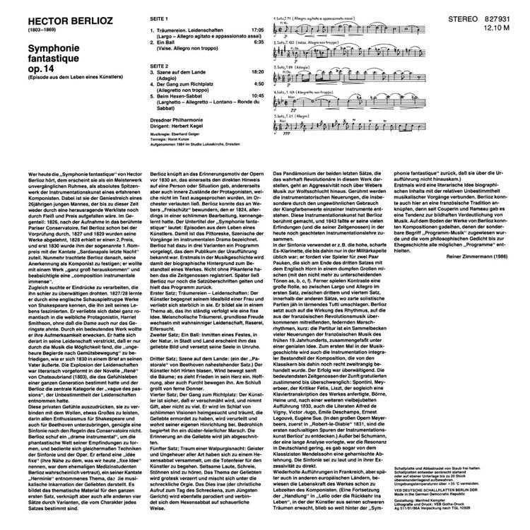 SYMPHONIE FANTASTIQUE OP.14 by Hector Berlioz