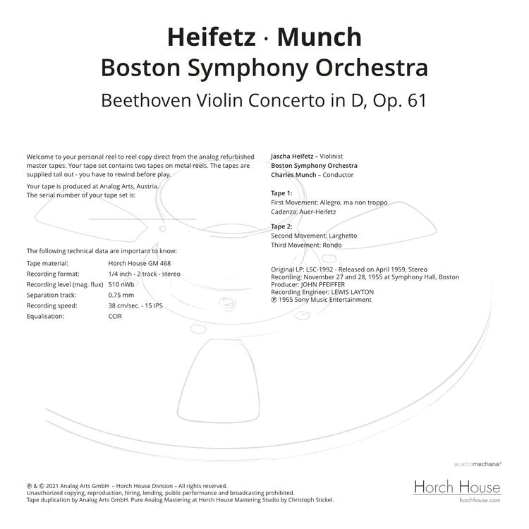 BEETHOVEN VIOLIN CONCERTO IN D by Heifetz / Munch