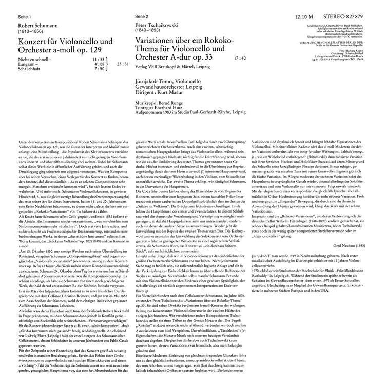 ROBERT SCHUMANN/PETER TSCHAIKOWSKI