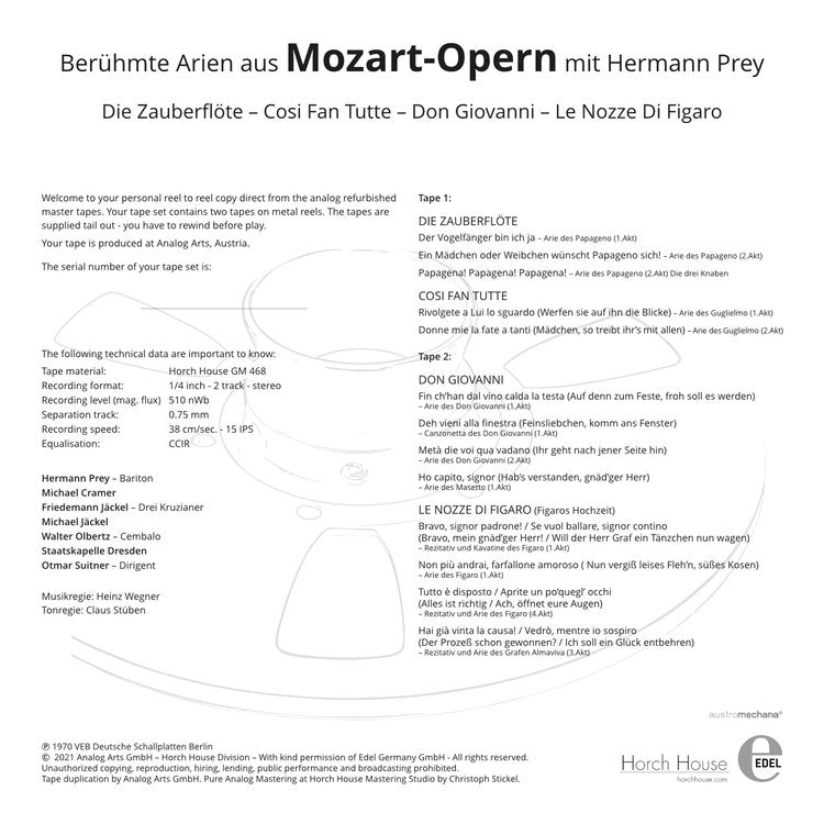 FAMOUS ARIAS FROM MOZART OPERAS WITH HERMANN PREY by Staatskapelle Dresden - conductor: Otmar Suitne