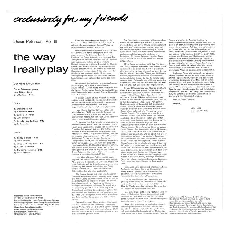 THE WAY I REALLY PLAY by Oscar Peterson