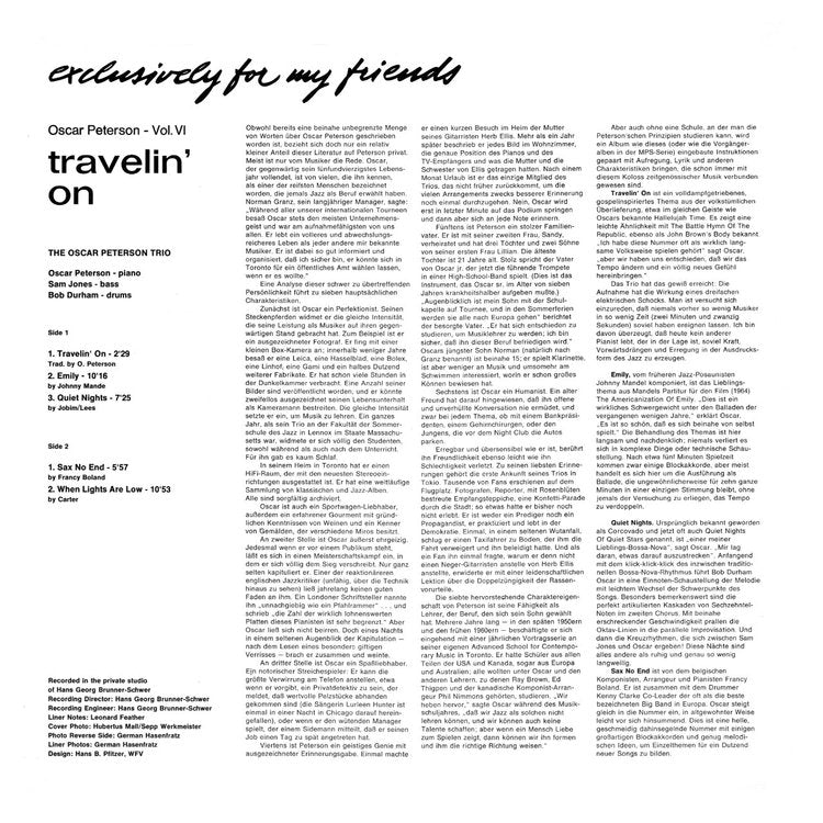 TRAVELIN' ON by Oscar Peterson