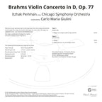 BRAHMS VIOLIN CONCERTO by Itzhak Perlman, Carlo Maria Giulini, Chicago Symphony Orchestra