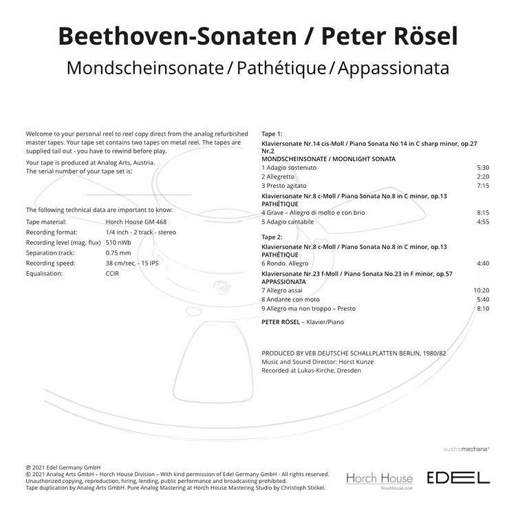 BEETHOVEN-SONATEN / MONDSCHEINSONATE - PATHÉTIQUE - APPASSIONATA