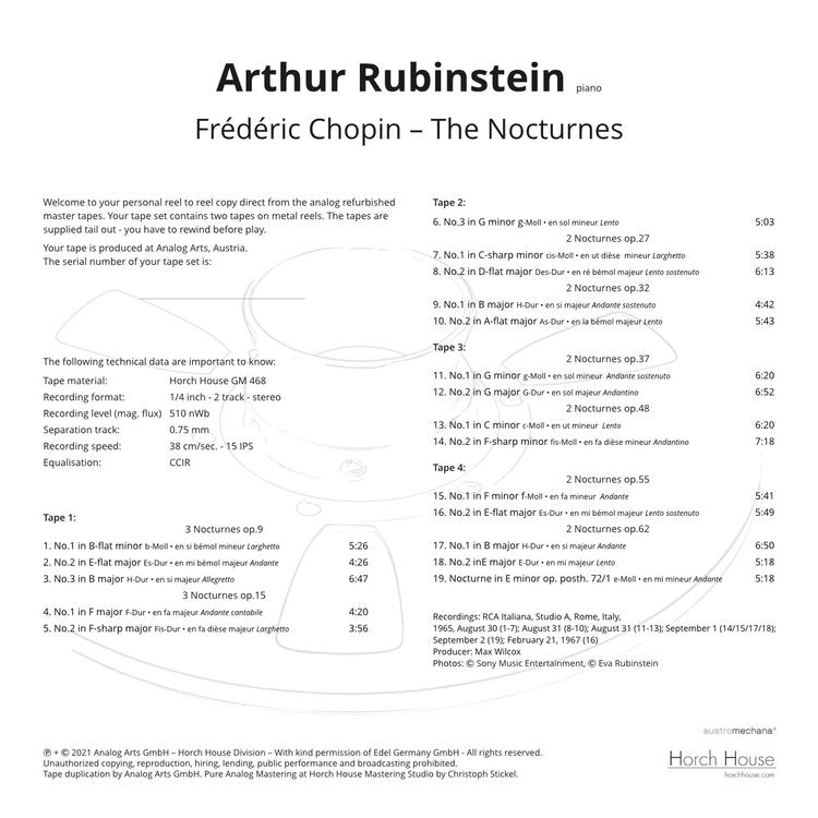THE NOCTURNES – FRÉDÉRIC CHOPIN by Arthur Rubinstein