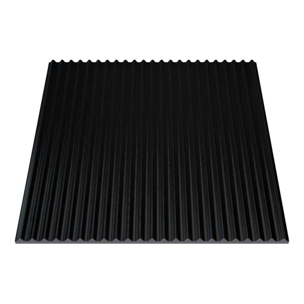 Finrillet gummimåtte sort - 3 mm