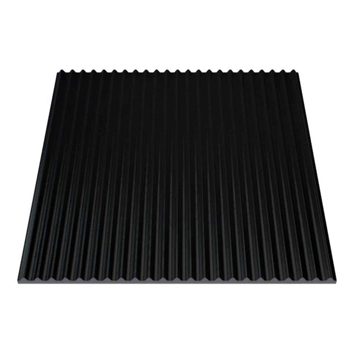 Finrillet gummimåtte sort - 3 mm